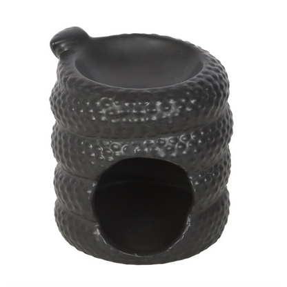 Black Snake Oil Burner – Mystical Ceramic Wax & Fragrance Diffuser for Transformation & Protection