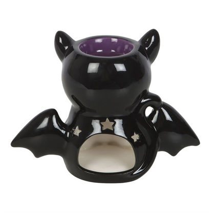 Bat Cat Oil Burner & Wax Warmer – Mystical Black Cat with Wings for Gothic Magic & Enchanting Aromatherapy