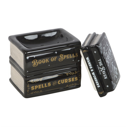 Book of Spells Oil Burner & Wax Melt Warmer – Enchanted Ceramic Spell book Design for Magical Aromatherapy