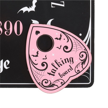 Pink & Black Talking Board with Planchette – Bold Spirit Board for Mystical Décor & Entertainment