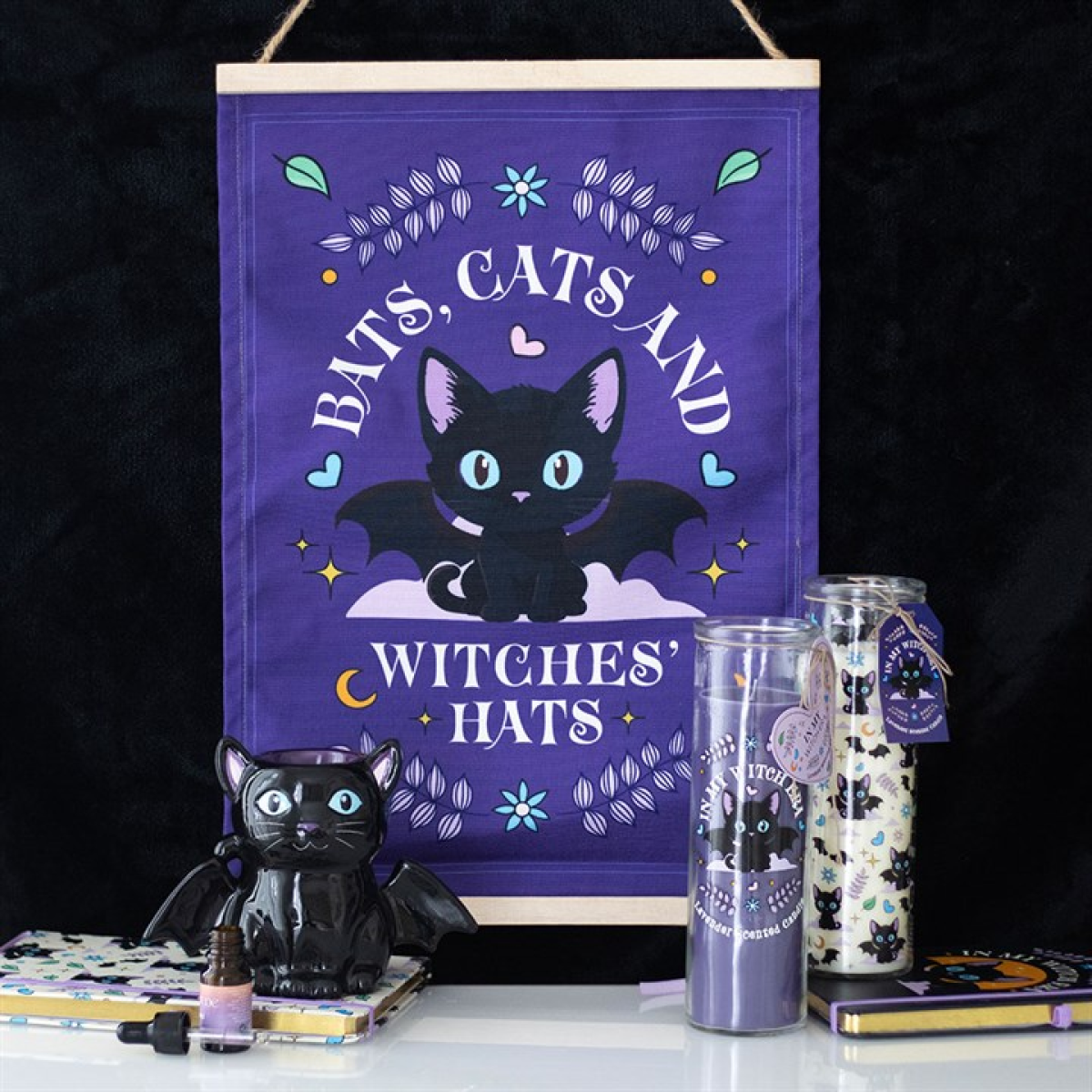 Bat Cat Oil Burner & Wax Warmer – Mystical Black Cat with Wings for Gothic Magic & Enchanting Aromatherapy