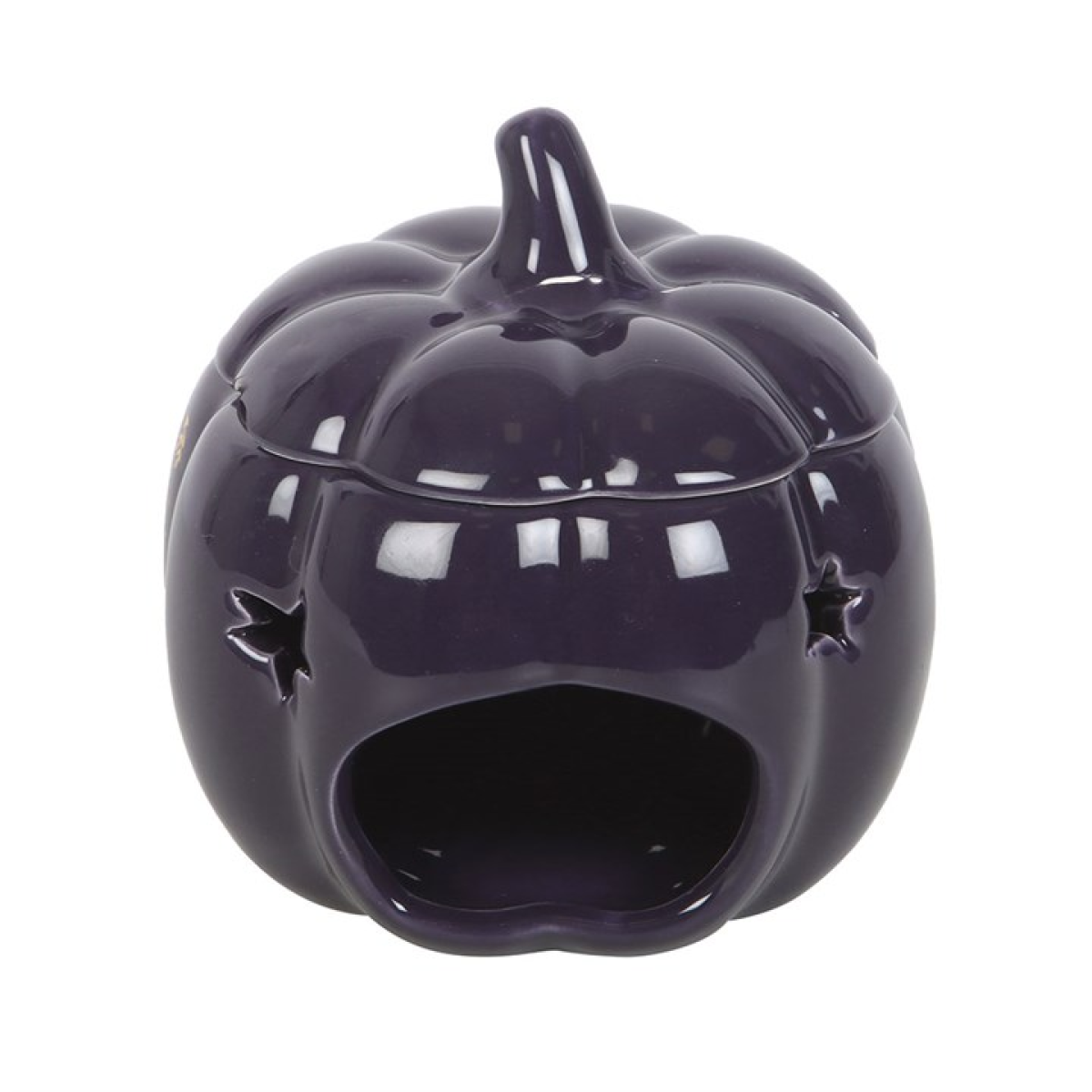 Midnight Blue Pumpkin Oil Burner – Autumn Ceramic Wax & Fragrance Diffuser with Golden Moon & Stars