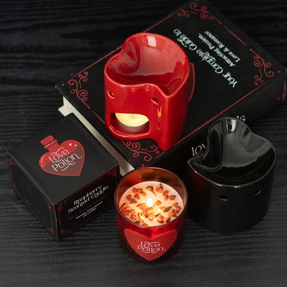 Black Heart Oil Burner – Ceramic Wax & Fragrance Diffuser for Love & Passion