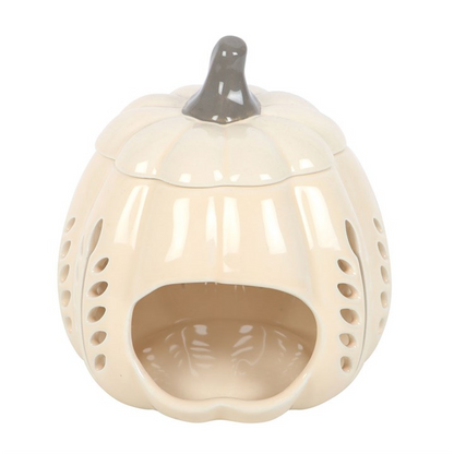 Cream Pumpkin Oil Burner & Wax Warmer – Autumn Home Fragrance with Cosy Seasonal Charm
