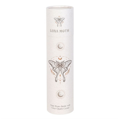 Clear Quartz Crystal Glass Water Bottle – Luna Moth Design 500ml Mindful Hydration Bottle