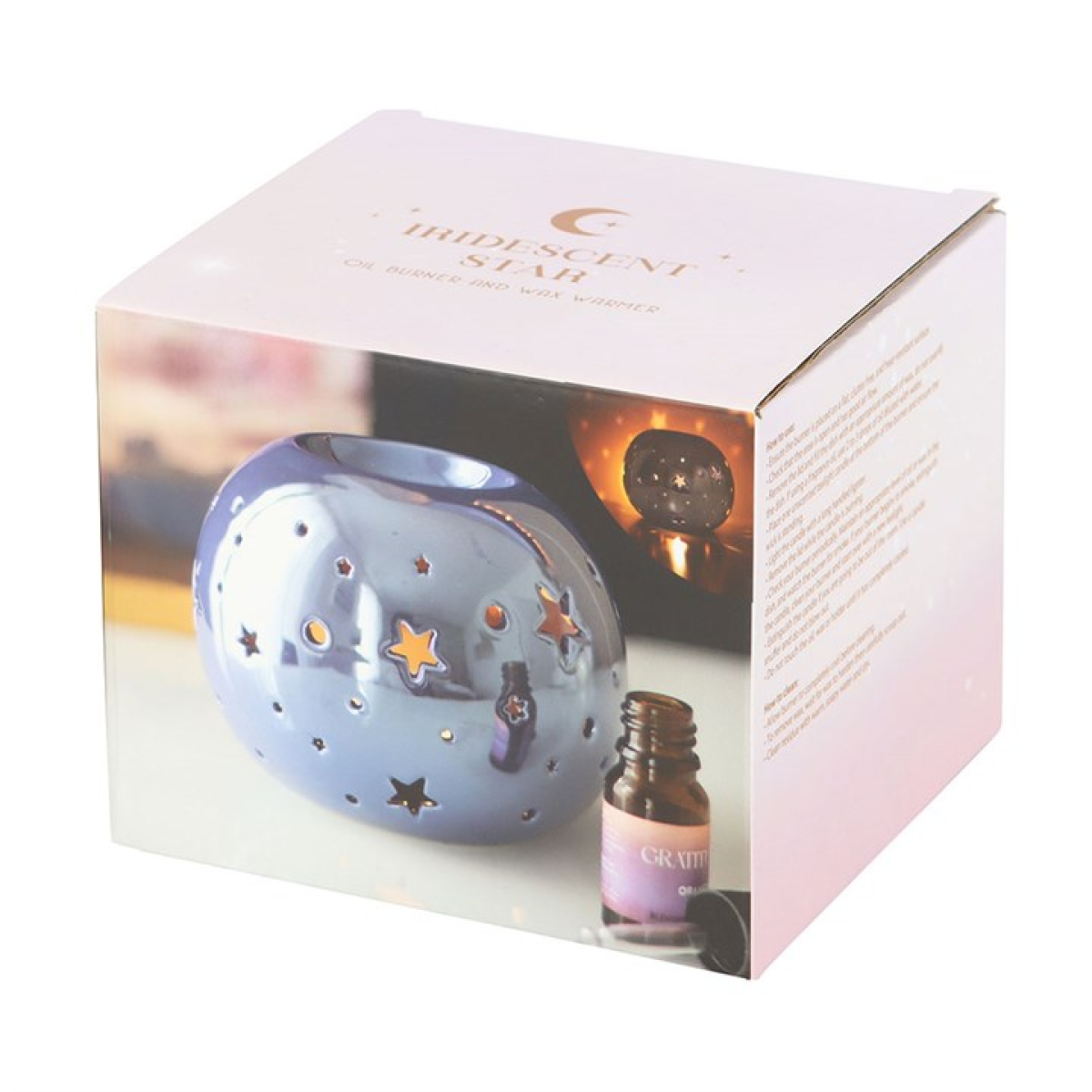 Purple Iridescent Oil Burner – Star Cut-Out Wax & Fragrance Diffuser for Mystic Glow