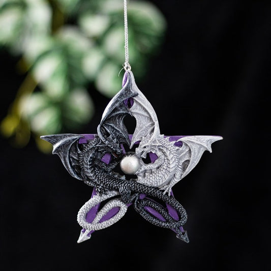 Anne Stokes Dragon Pentagram Hanging Ornament – Gothic Fantasy Home & Christmas Tree Decoration