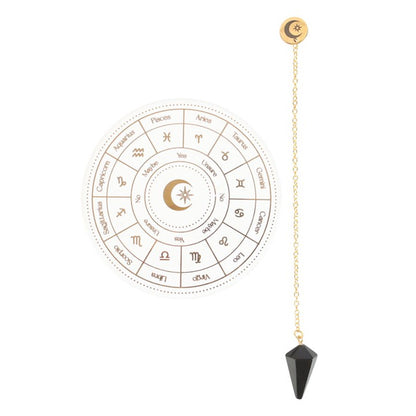 Astrology Wheel Pendulum Divination Kit – Zodiac Ceramic Board & Crystal Pendulum