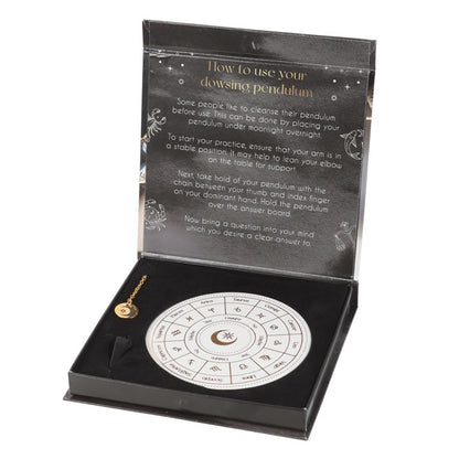 Astrology Wheel Pendulum Divination Kit – Zodiac Ceramic Board & Crystal Pendulum