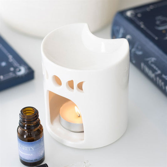 White Crescent Moon Oil Burner – For Celestial Serenity & Lunar Rituals