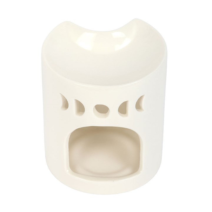 White Crescent Moon Oil Burner – For Celestial Serenity & Lunar Rituals