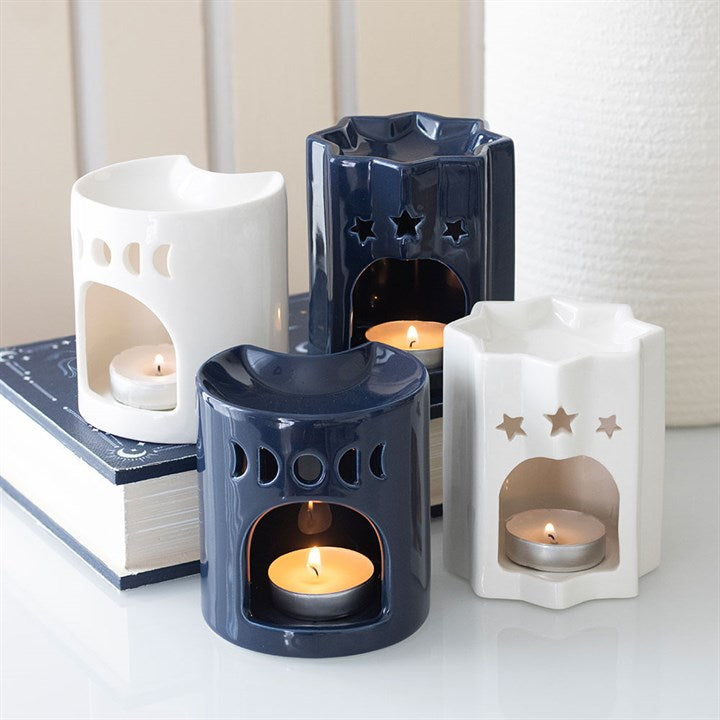 White Crescent Moon Oil Burner – For Celestial Serenity & Lunar Rituals