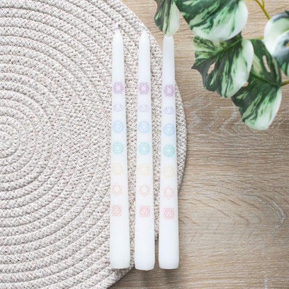 Energy Alignment Candle Set – 3 Chakra Balancing Taper Candles