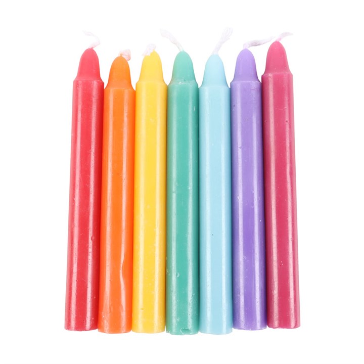 Pack of 14 Chakra Energy Candles – Unscented Ritual Candles for Meditation & Healing