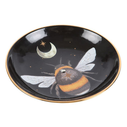Forest Bee Ritual Incense Plate – Stick & Cone Burner with Celestial Accents