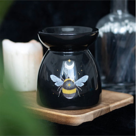 Forest Bee Oil Burner – Mystical Black Aroma Burner with Moon & Star Design