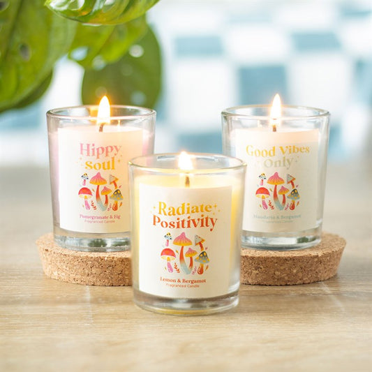 Positive Energy Candle Trio – 3 Funky Fungi Mushroom Votives