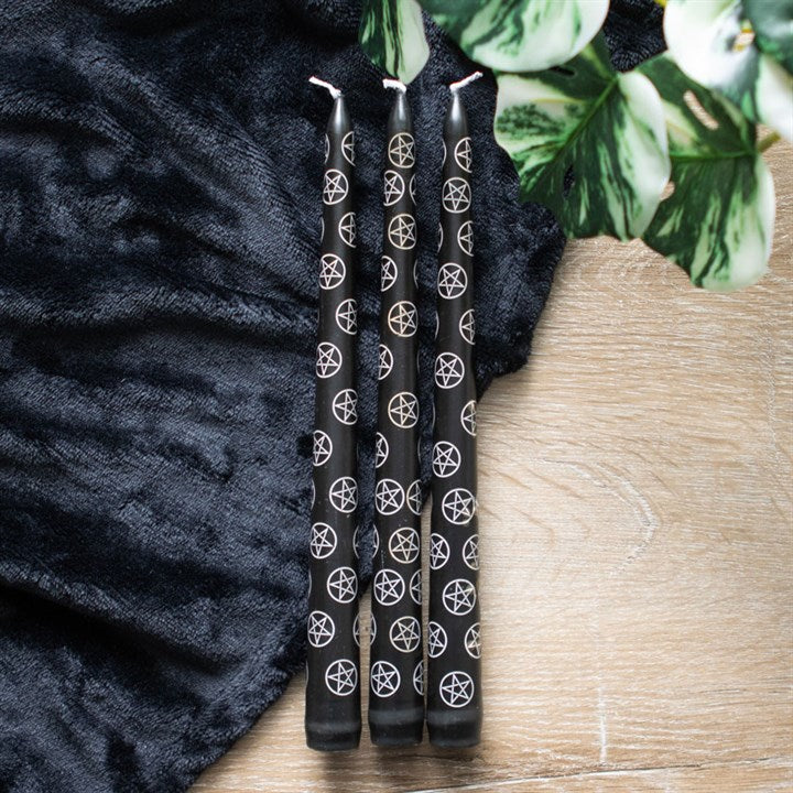 Protection & Ritual Candle Set – 3 Pentagram Taper Candles
