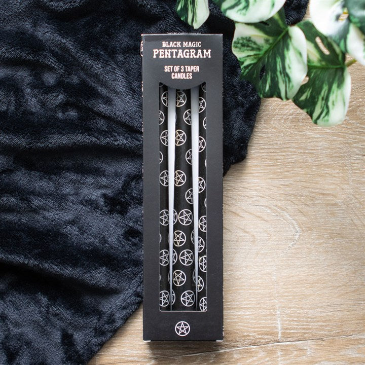 Protection & Ritual Candle Set – 3 Pentagram Taper Candles