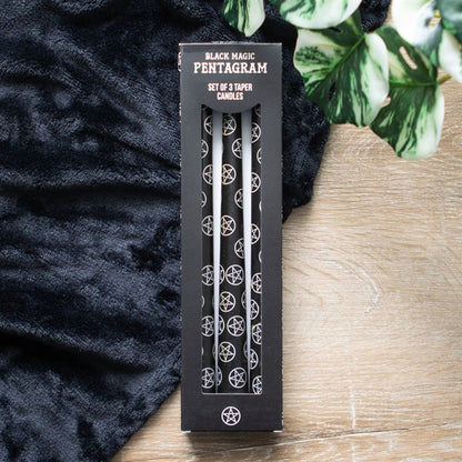 Protection & Ritual Candle Set – 3 Pentagram Taper Candles