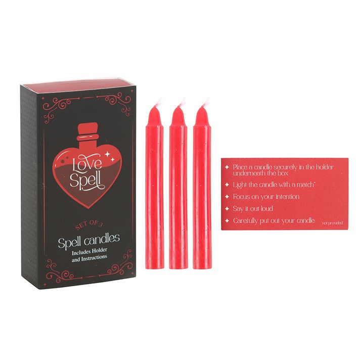 Love & Attraction Ritual Candle Box – 3 Spell Candles with Holder
