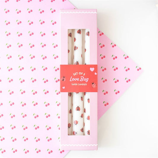 Love & Luck Candle Trio – Ladybird Valentine’s Taper Candles