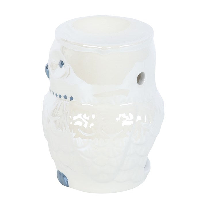 Iridescent Owl Oil Burner – Mystical Ceramic Wax & Fragrance Diffuser for Wisdom & Dream Work