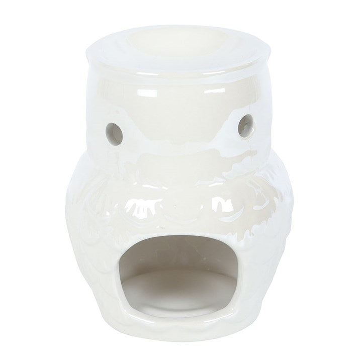 Iridescent Owl Oil Burner – Mystical Ceramic Wax & Fragrance Diffuser for Wisdom & Dream Work