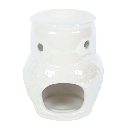 Iridescent Owl Oil Burner – Mystical Ceramic Wax & Fragrance Diffuser for Wisdom & Dream Work
