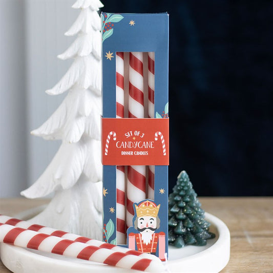 Yuletide Blessing Candle Trio – 3 Red & White Candy Cane Tapers