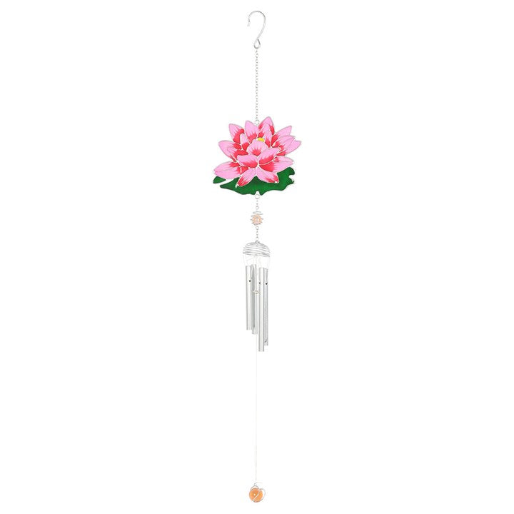 Water Lily Windchime – Pink Lotus Symbol of Purity, Enlightenment & Inner Peace | Garden & Home Décor