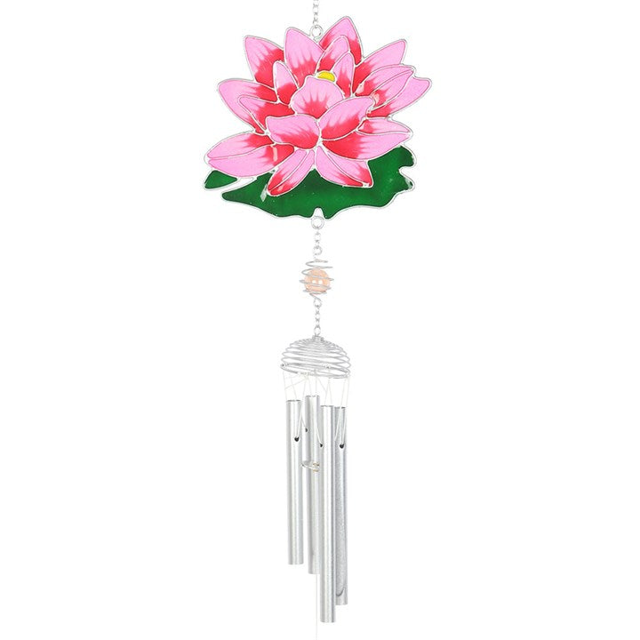 Water Lily Windchime – Pink Lotus Symbol of Purity, Enlightenment & Inner Peace | Garden & Home Décor