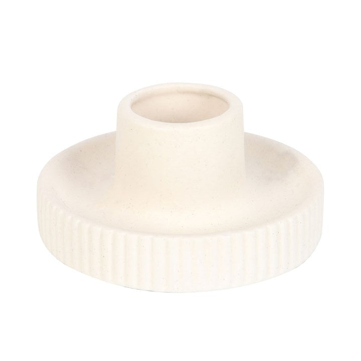 Ceramic Smudge Bowl for Cleansing Rituals – Cream Ribbed Design