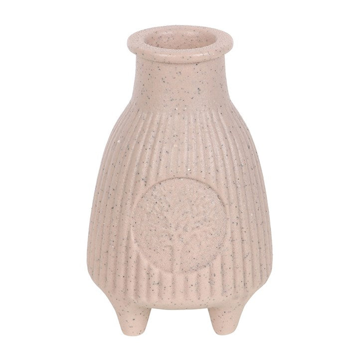 Greige Ribbed Ceramic Palo Santo Burner – For Calm, Cleansing & Ritual Balance