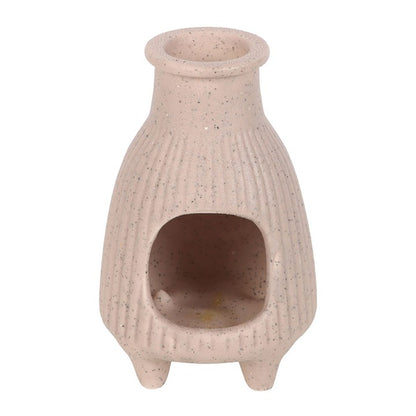 Greige Ribbed Ceramic Palo Santo Burner – For Calm, Cleansing & Ritual Balance