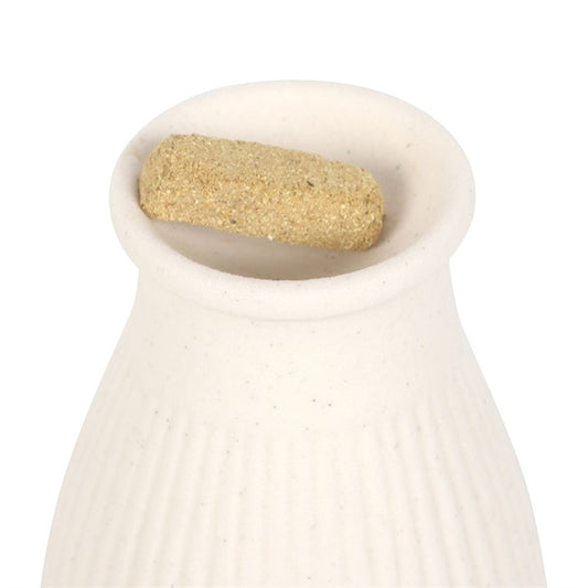 Cream Ribbed Ceramic Palo Santo Brick Burner