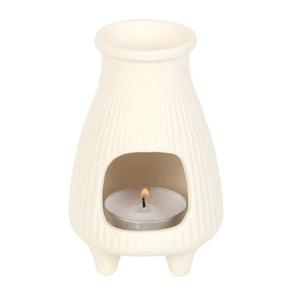 Cream Ribbed Ceramic Palo Santo Brick Burner