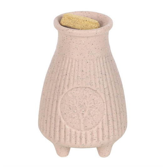 Greige Ribbed Ceramic Palo Santo Brick Burner – For Cleansing, Purification & Sacred Rituals