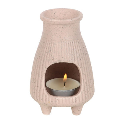 Greige Ribbed Ceramic Palo Santo Brick Burner – For Cleansing, Purification & Sacred Rituals