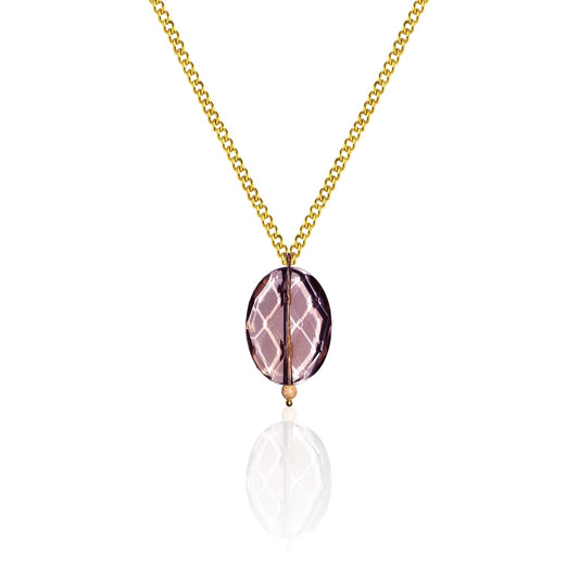 Limited Edition Smoky Quartz and 9ct Yellow Gold Necklace – Handcrafted Faceted Gemstone Pendant (18")