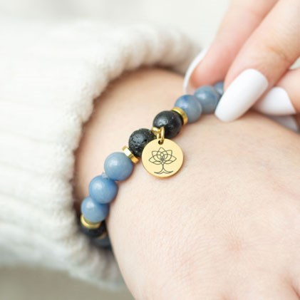 Inner Peace Lava Bead Bracelet Gift Set – Blue Lace Agate, Peppermint Oil & Tree of Life Charm for Calm & Harmony