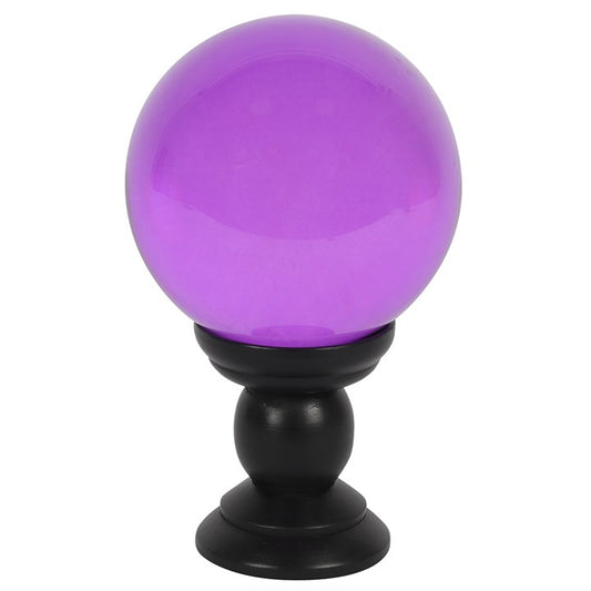 Large Purple Crystal Ball with Black Wooden Stand – Divination & Décor