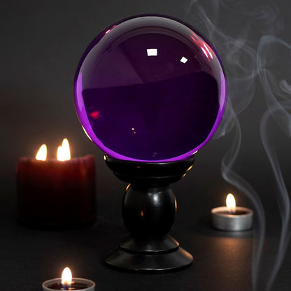 Large Purple Crystal Ball with Black Wooden Stand – Divination & Décor