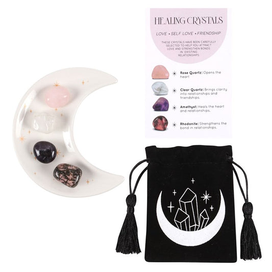 Love, Confidence & Friendship Crystal Set – Rose Quartz, Clear Quartz, Amethyst & Rhodonite
