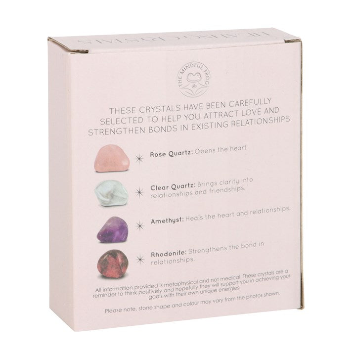 Love, Confidence & Friendship Crystal Set – Rose Quartz, Clear Quartz, Amethyst & Rhodonite
