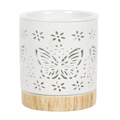 White Butterfly Oil Burner – Matte Ceramic Aroma & Wax Melt Burner for Transformation