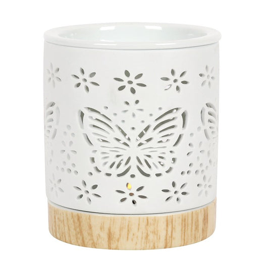 White Butterfly Oil Burner – Matte Ceramic Aroma & Wax Melt Burner for Transformation