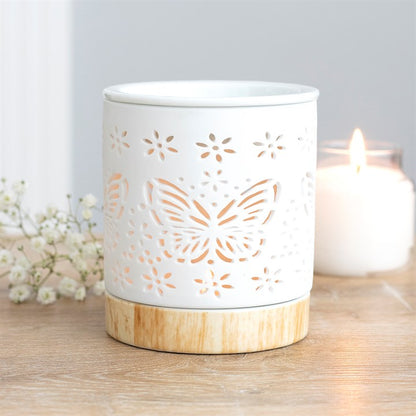 White Butterfly Oil Burner – Matte Ceramic Aroma & Wax Melt Burner for Transformation