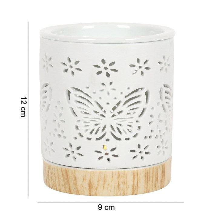White Butterfly Oil Burner – Matte Ceramic Aroma & Wax Melt Burner for Transformation