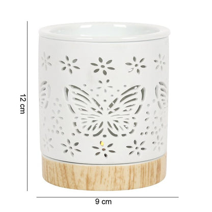 White Butterfly Oil Burner – Matte Ceramic Aroma & Wax Melt Burner for Transformation